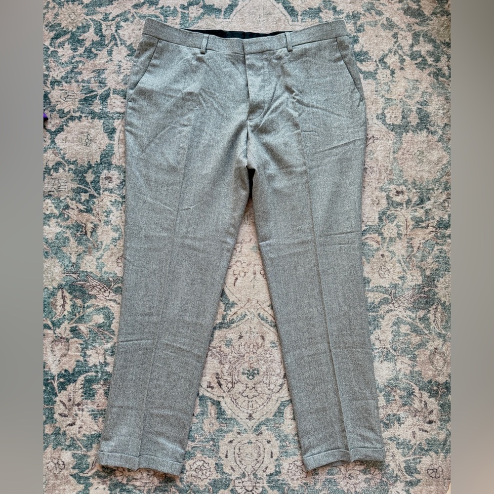 Sandro Men's Pants 36 Gray Wool Flat Front Classic $450